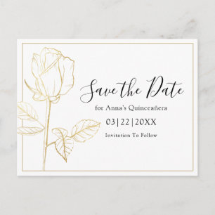 Elegant Modern Floral Quinceanera Save The Date Postcard