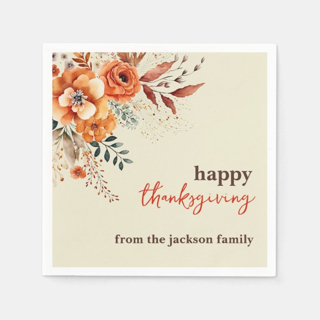 Elegant modern floral thanksgiving napkin (Front)