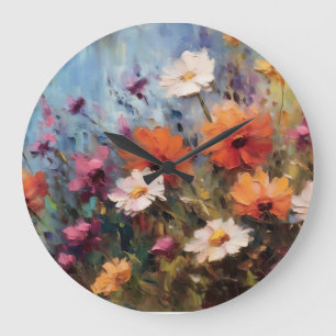 elegant modern floral theme large clock