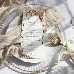 Elegant Modern Floral Wedding Menu