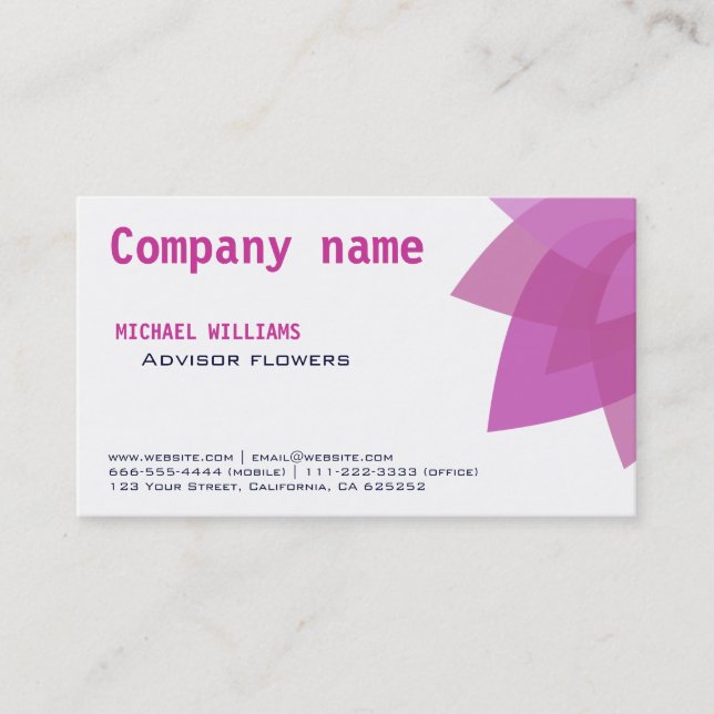 ELEGANT MODERN FLOWER FLORIST'S FLOWERS WHITE BUSINESS CARD (Front)