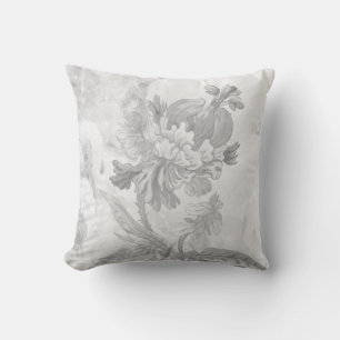 Elegant Modern Flower   Soft Light Grey & White Cushion
