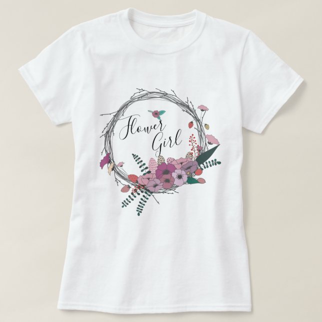 Elegant & modern flower wreath flower girl T-Shirt (Design Front)