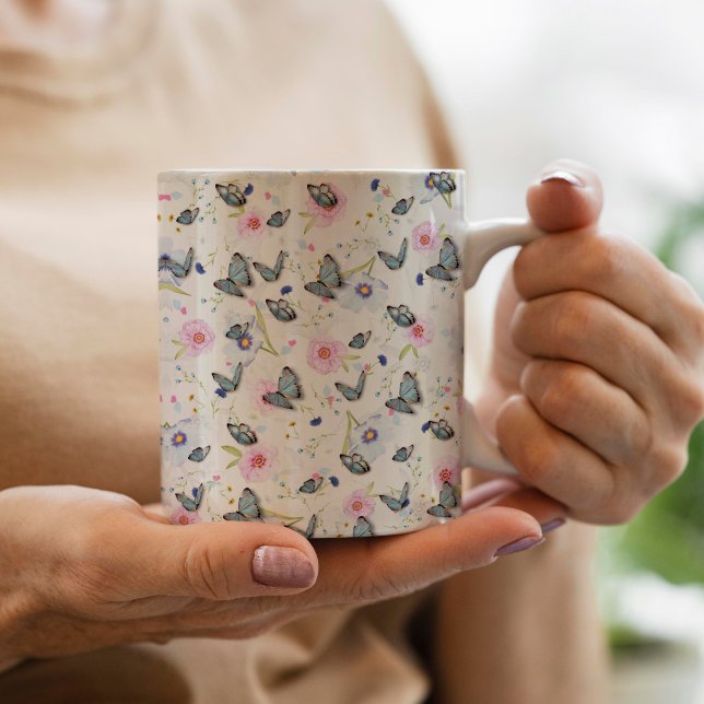 Elegant Modern Flowers and butterfly pattern Coffee Mug (Creator Uploaded)