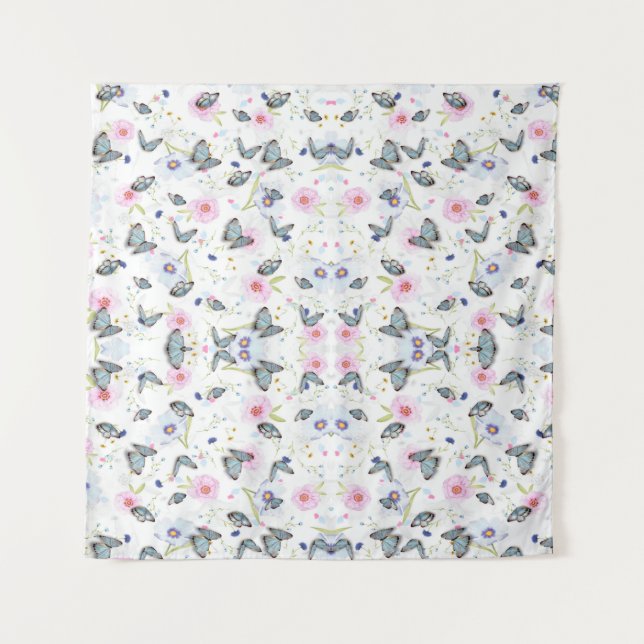 Elegant Modern Flowers and butterfly pattern Tapestry (Front)