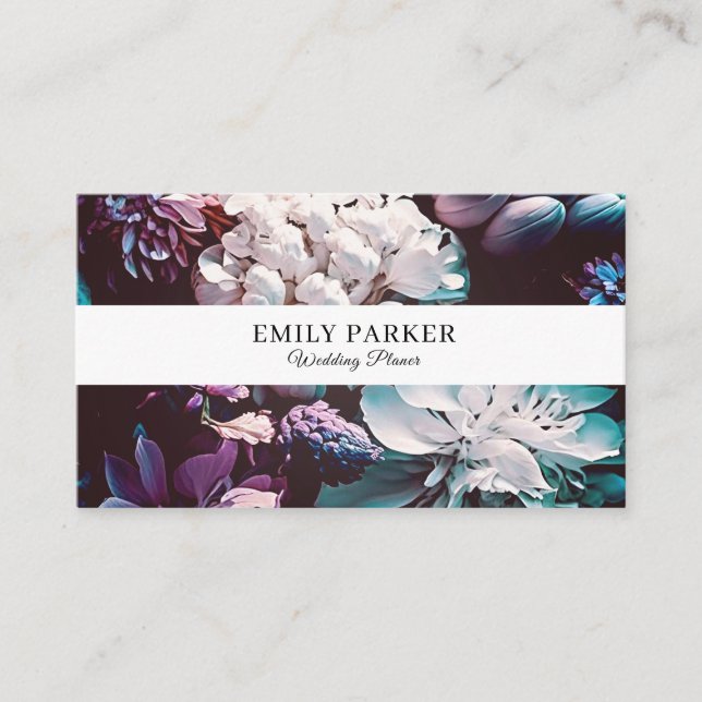 Elegant modern flowers business card (Front)