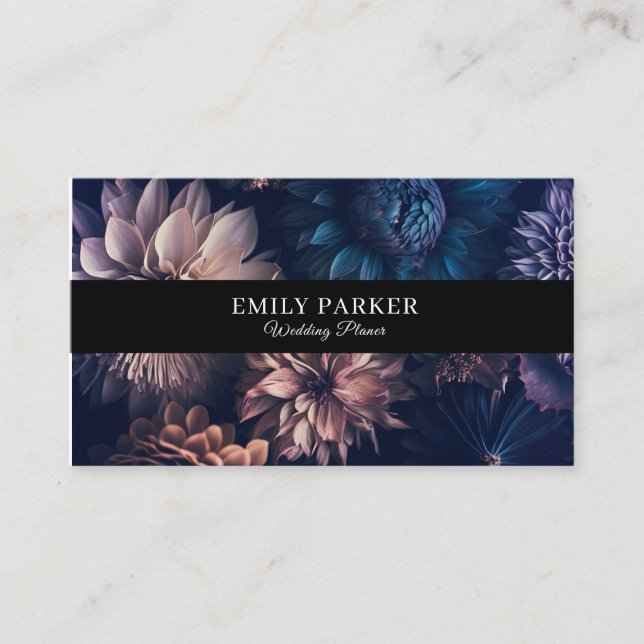 Elegant modern flowers business card (Front)