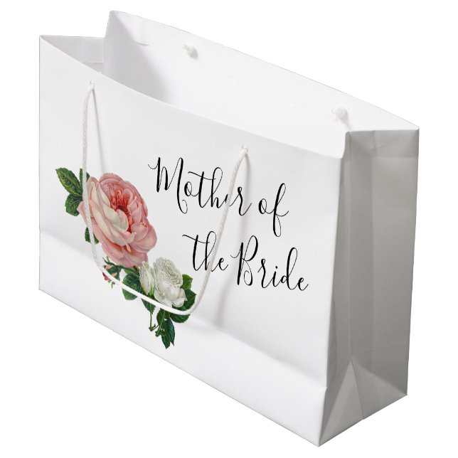 Elegant modern flowers roses mother of the bride large gift bag (Front Angled)