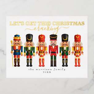Elegant Modern Foil Nutcracker Christmas Card