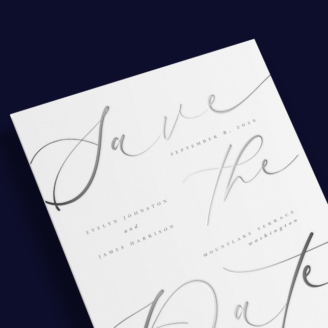 Elegant modern foil Wedding Save the Date Cards (Elegant Script formal save the date cards.)