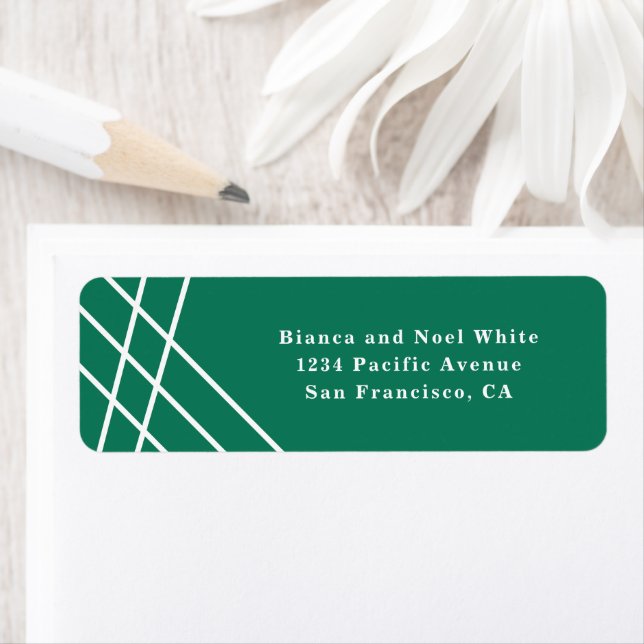 Elegant Modern Forest Green Return Address Labels (Insitu)