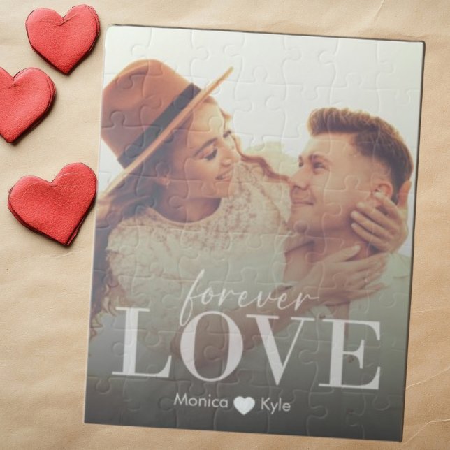 Elegant Modern Forever Love Custom Photo  Jigsaw Puzzle (Couples Romantic Forever Love Puzzle Jigsaw)