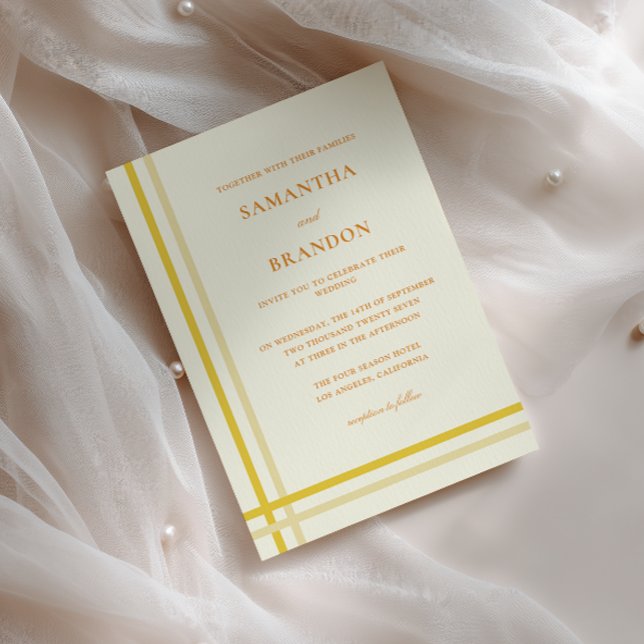 Elegant Modern Formal Script Butter Yellow Wedding Invitation (Creator Uploaded)