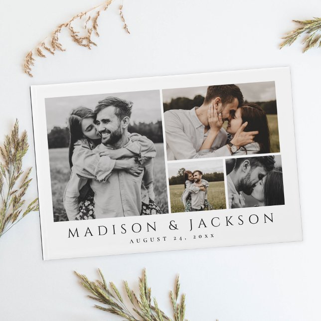 Elegant Modern Four Photo Wedding Guest Book (Creator Uploaded)