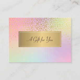 Elegant Modern Frame,Gold Confetti Holographic Discount Card