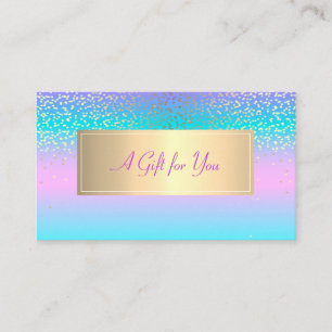 Elegant Modern Frame,Gold Confetti Holographic Discount Card
