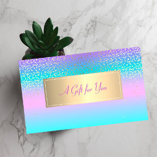 Elegant Modern Frame,Gold Confetti Holographic Discount Card
