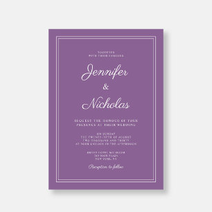 Elegant Modern French Lilac Script Wedding Invitation