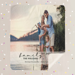 Elegant Modern Full Photo calligraphy Family Sherpa Blanket