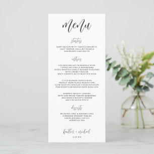Elegant Modern Fun Wedding Menu   4 x 9   Black