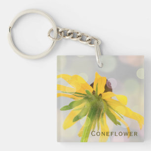 Elegant, Modern, Fun Yellow Coneflower Wild Flower Key Ring