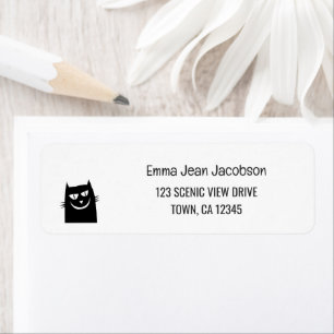 Elegant Modern Funny Cat Grin Return Address  Label
