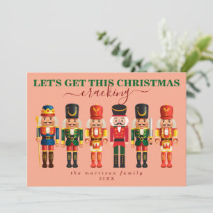 Elegant Modern Funny Pink Nutcracker Christmas Holiday Card