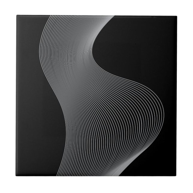 Elegant, modern, futuristic wave abstraction ceramic tile (Front)