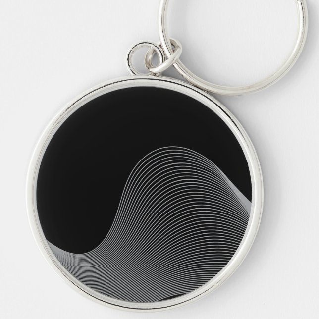 Elegant, modern, futuristic wave abstraction key ring (Front)