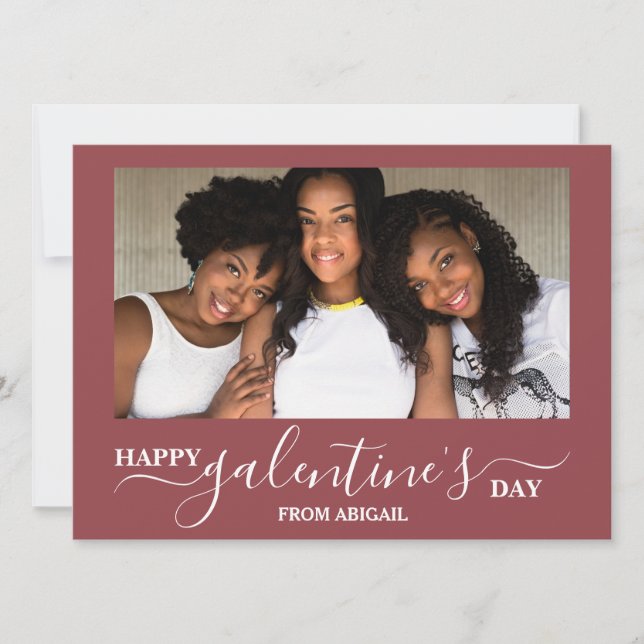 Elegant Modern galentine's day Best Friends photo Holiday Card (Front)