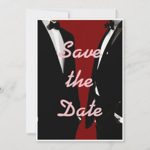 Elegant Modern Gay Men Burgundy Red Wedding Save The Date