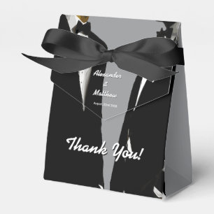Elegant Modern Gay Men Grey Wedding Thank You Favour Box