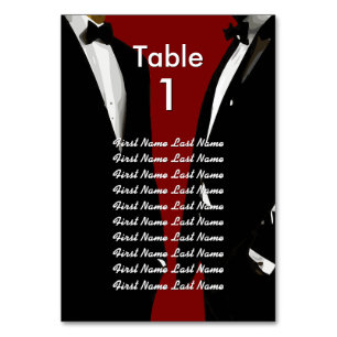 Elegant Modern Gay Men Red Wedding Guest List Table Number