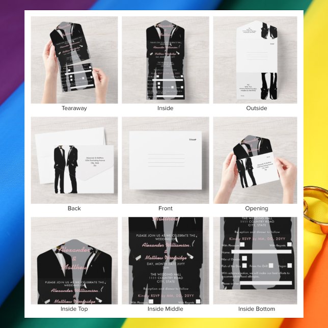Elegant Modern Gay Men Wedding All In One Invitation (Creator Uploaded)
