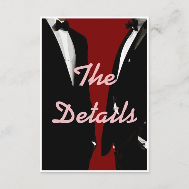 Elegant Modern Gay Men Wedding Enclosure Card (Front)