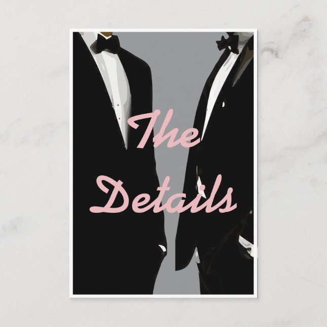 Elegant Modern Gay Men Wedding Enclosure Card (Front)