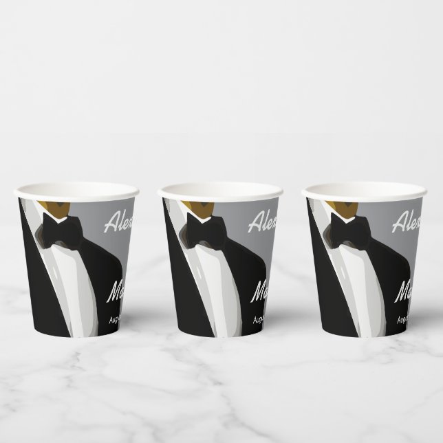 Elegant Modern Gay Men Wedding Paper Cups (Multi)