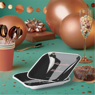 Elegant Modern Gay Men Wedding Paper Plate