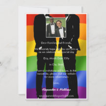 Elegant Modern Gay Men Wedding Photo Rainbow
