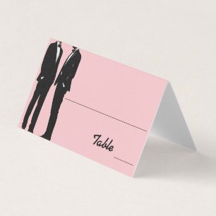Elegant Modern Gay Men Wedding Pink Place Cards