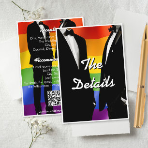 Elegant Modern Gay Men Wedding Rainbow Enclosure Card
