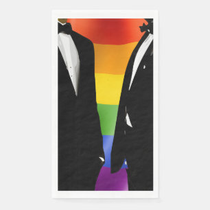 Elegant Modern Gay Men Wedding Rainbow Napkin