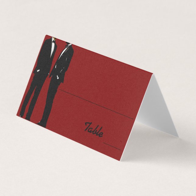 Elegant Modern Gay Men Wedding Rainbow Place Cards (Front)