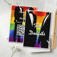 Elegant Modern Gay Men Wedding Rainbow QR Code