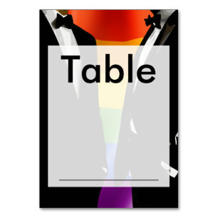 Elegant Modern Gay Men Wedding Rainbow Table Number