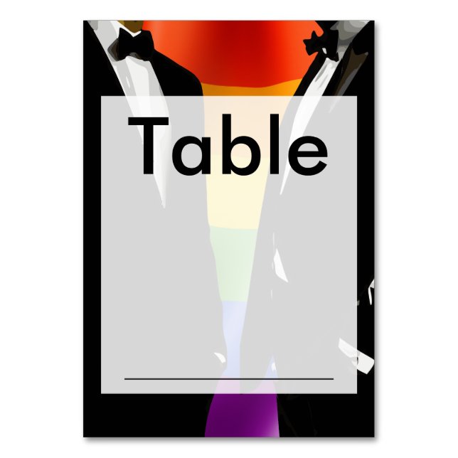 Elegant Modern Gay Men Wedding Rainbow Table Number (Front)