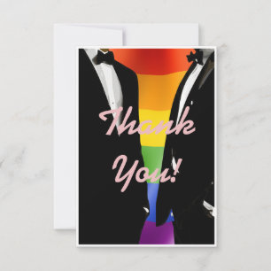 Elegant Modern Gay Men Wedding Rainbow Thank You Card