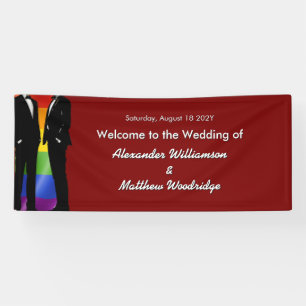 Elegant Modern Gay Men Wedding Rainbow Welcome Banner