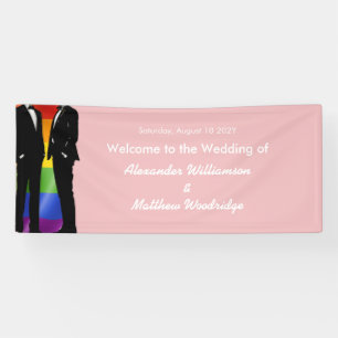 Elegant Modern Gay Men Wedding Rainbow Welcome Banner