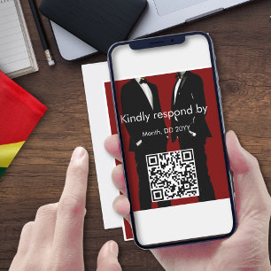 Elegant Modern Gay Men Wedding RSVP Card